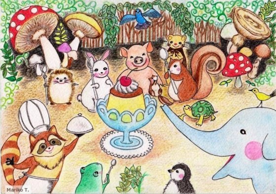 Forest Animal Party Media used: watercolor pencils/brushes, pen 